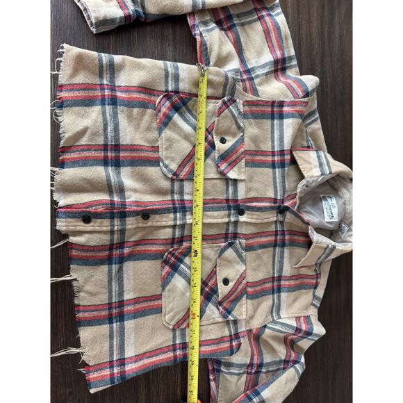 Vintage Sears Roebuck Shirt Womens OS Plaid Wool Blend Cropped 90s Lumber - Picture 6 of 8